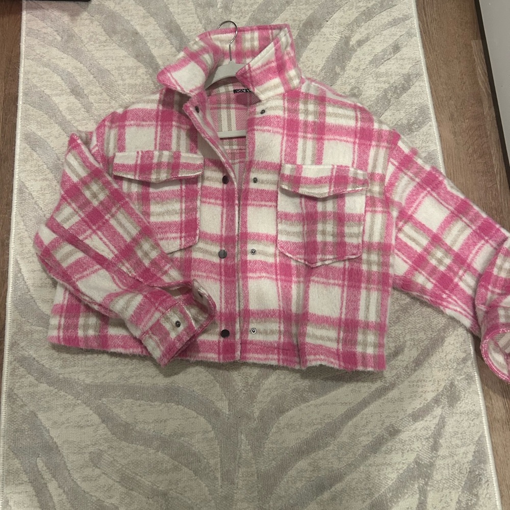 Zara pink plaid shacket